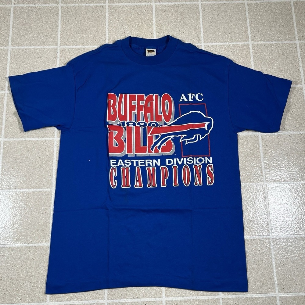 Vintage Trench Buffalo Bills 1990 AFC Championship Tshirt Size XL Football NFL